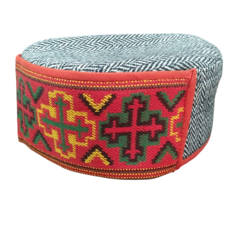 Traditional Pahadi Wool Cap with Colorful Embroidered Motifs