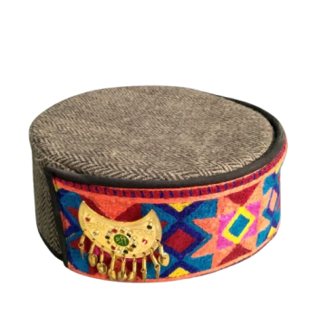 Traditional Himachali Cap with Kinnauri Embroidery and Ornamental Brooch