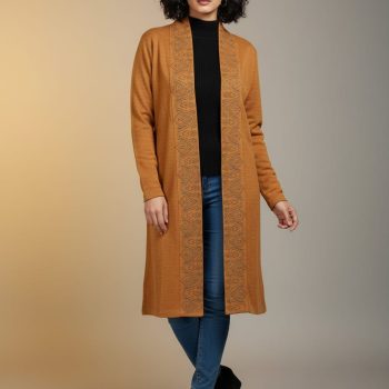 Ziel Women’s Cashmilon Embroidered Shrug – Free Size Winter Wear with Embroidered Border Trim”