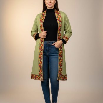 “Ziel Women’s Cashmilon Embroidered Shrug – Free Size Winter Wear with Embroidered Border Trim”